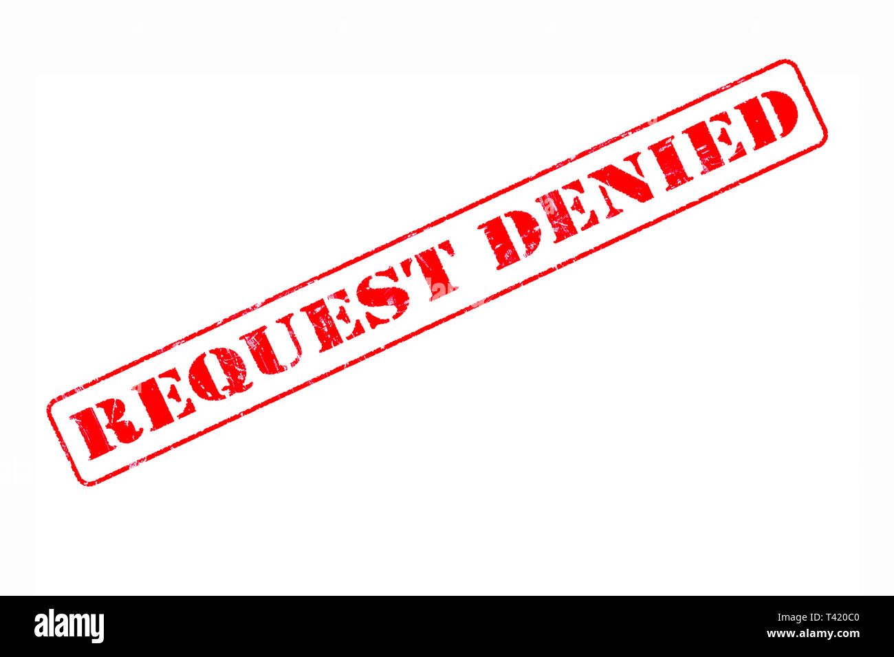 Rubber stamp concept showing a red stamp reading Request Denied Stock Photo