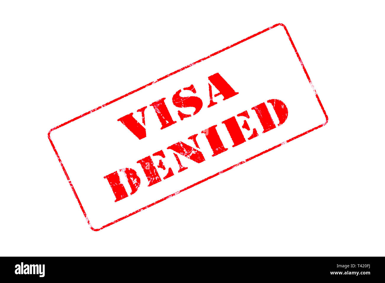 Rubber stamp concept showing a red stamp reading Visa Denied Stock Photo