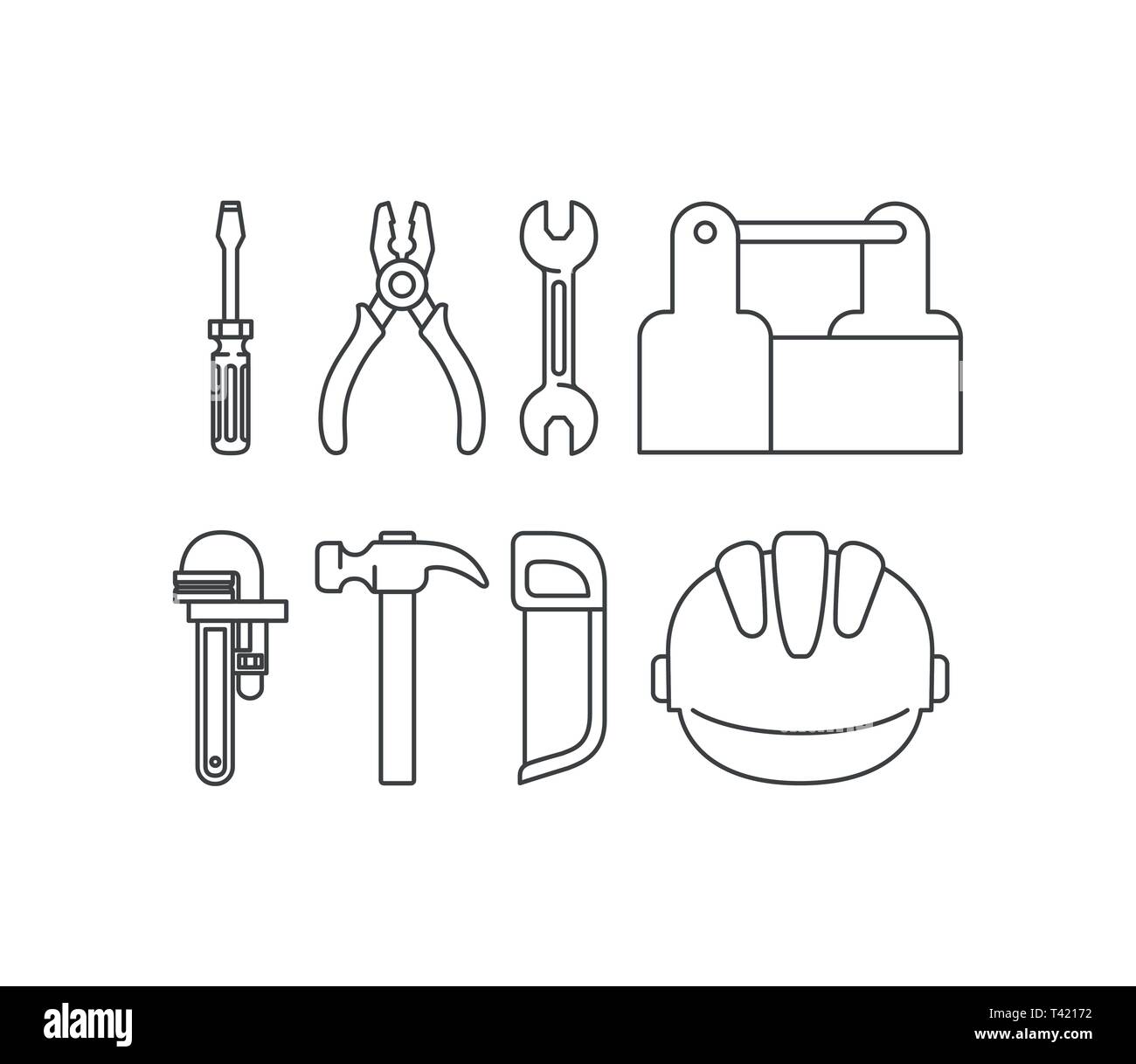 construction tools set items Stock Vector Image & Art - Alamy
