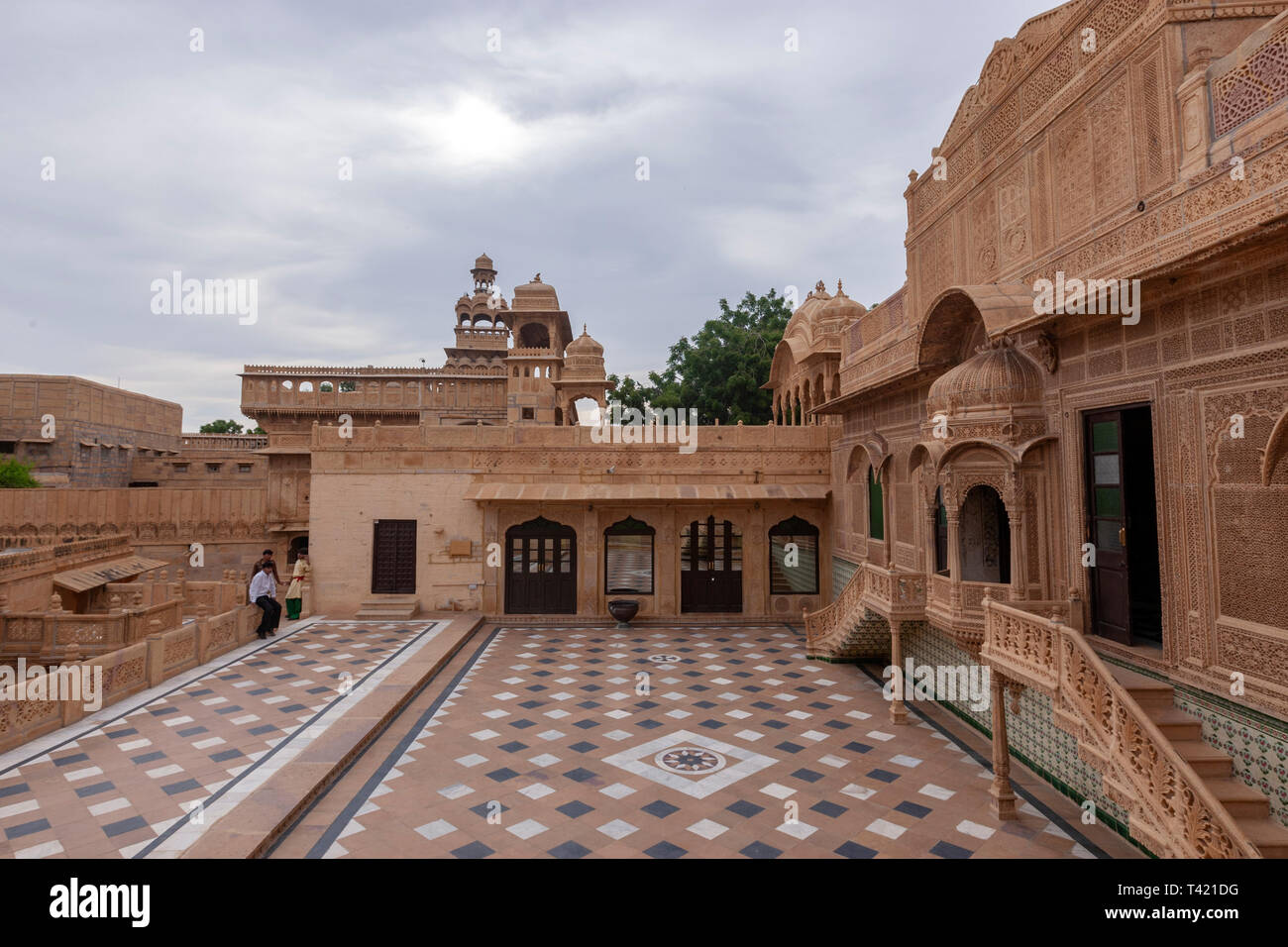 Mandir Palace Darbar Hall with ornate sandstone façade, Jaisalmer, Rajasthan, India Stock Photo