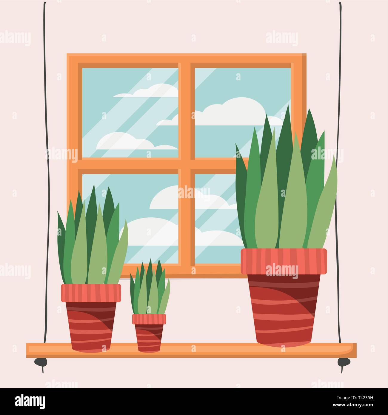 houseplants in shelf with window scene Stock Vector Image & Art - Alamy