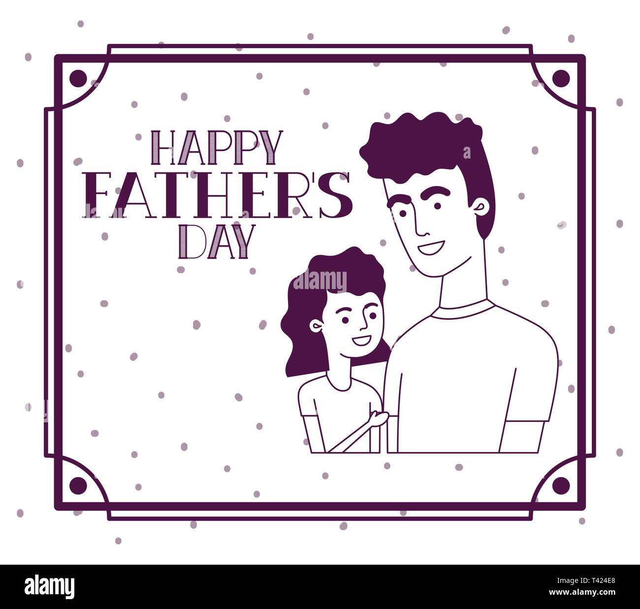 Happy Fathers Day Cards Images Happy Fathers Day Card With Dad And Daughter Characters Stock Vector Image  & Art - Alamy