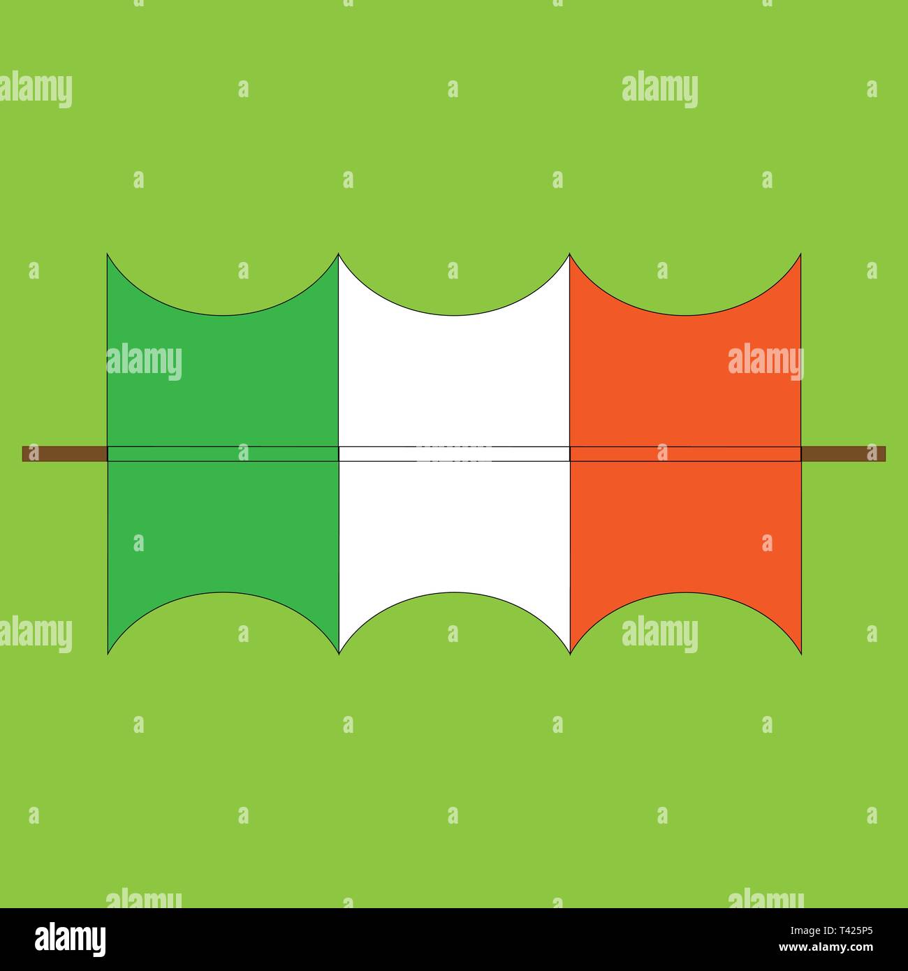 Irish flag on the green background Stock Vector