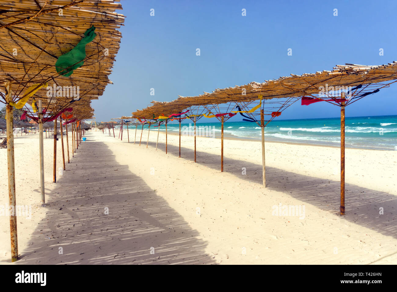Sousse Beach with mediterranean sea view in Tunisia. Stock Photo