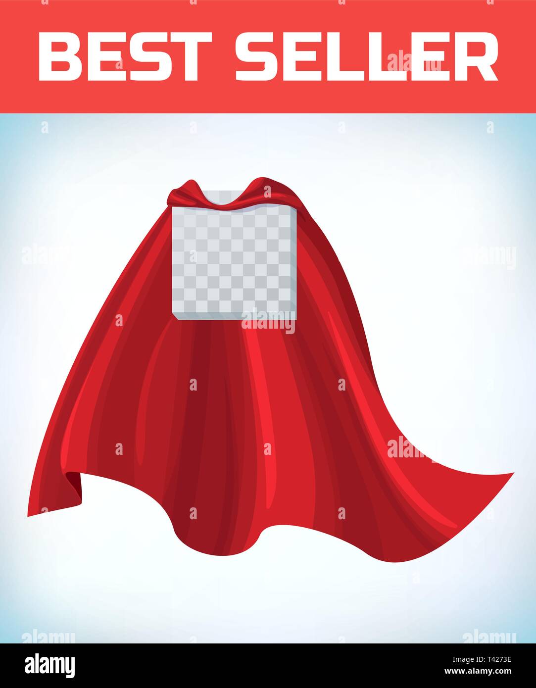 Red hero cape. Super cloak. Red satin fabric flying. Masquerade costume. Female super power. Equality woman. Woman power. Power concept. Leadership Stock Vector