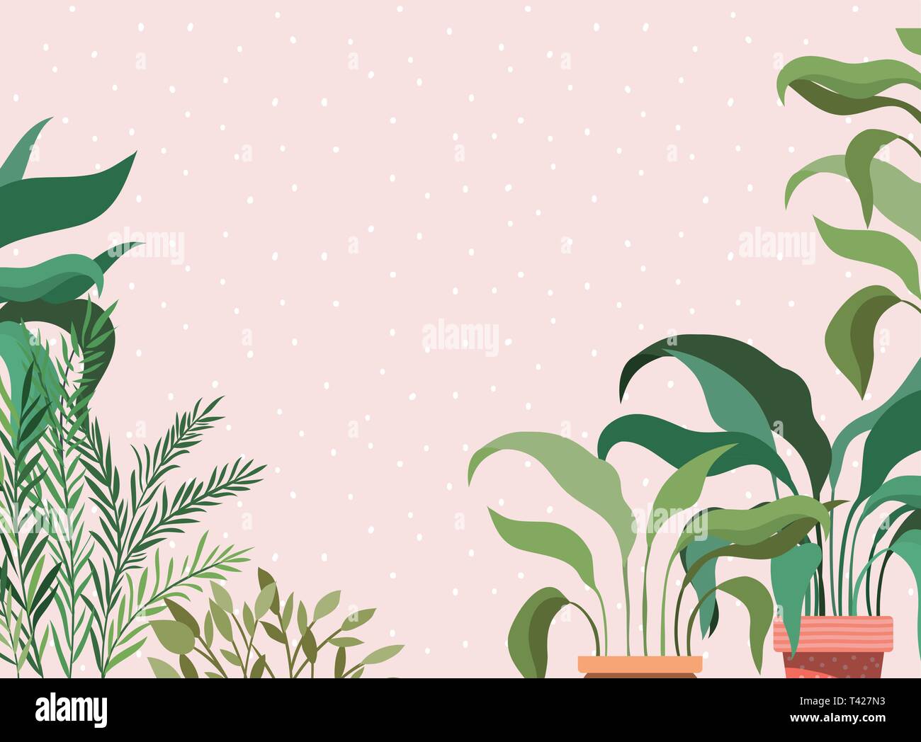 beautiful houseplants in pots garden scene Stock Vector Image & Art - Alamy