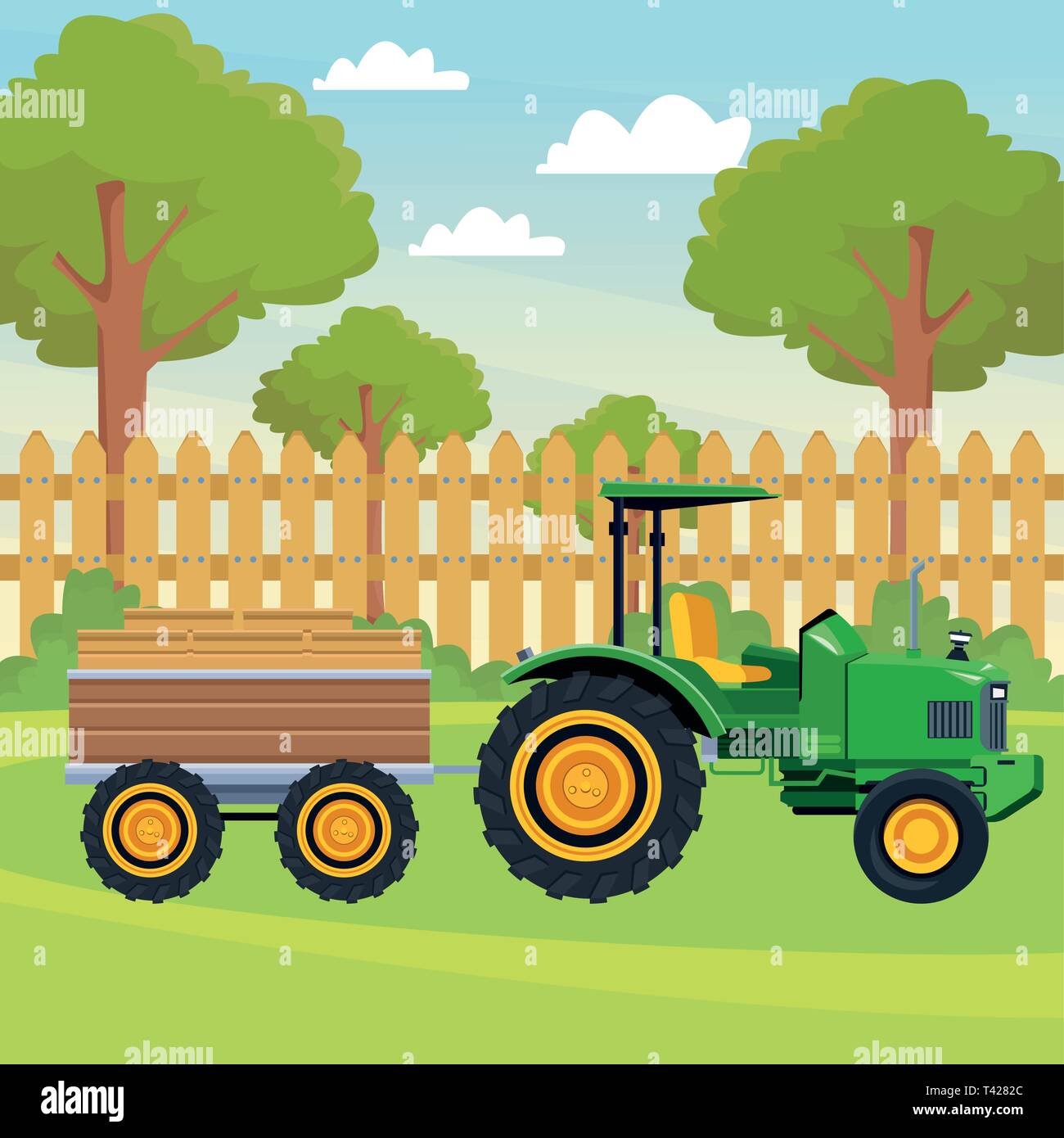 farm truck tractor and trailer Stock Vector Image & Art Alamy