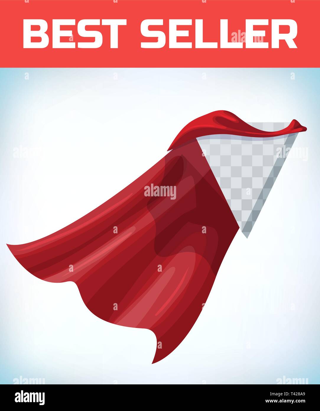 Red hero cape. Super cloak. Red satin fabric flying. Masquerade costume. Female super power. Equality woman. Woman power. Power concept. Leadership Stock Vector