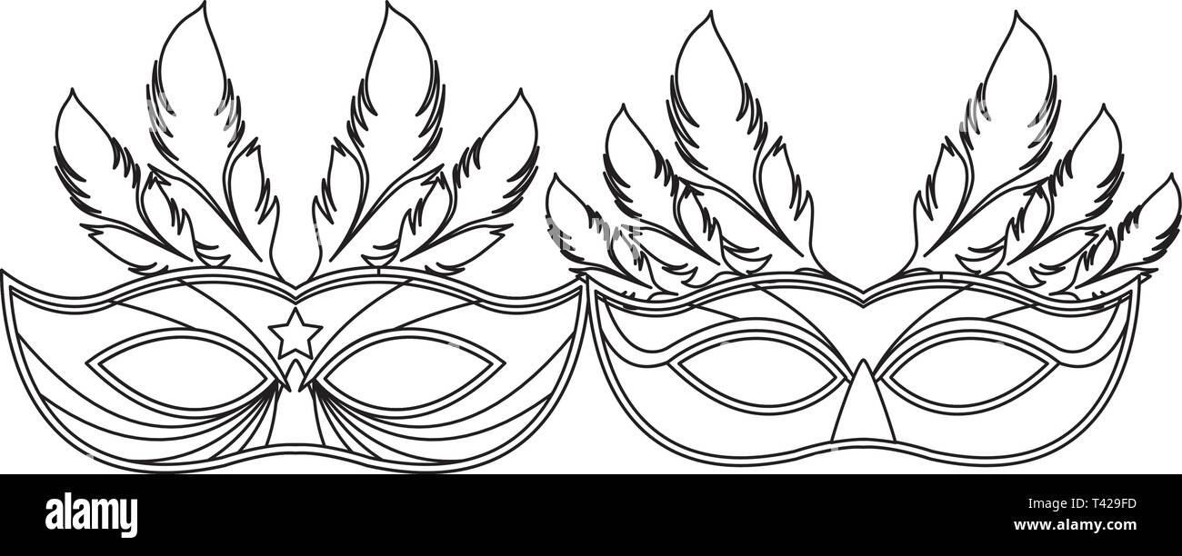 masks and feathers black and white Stock Vector Image & Art - Alamy