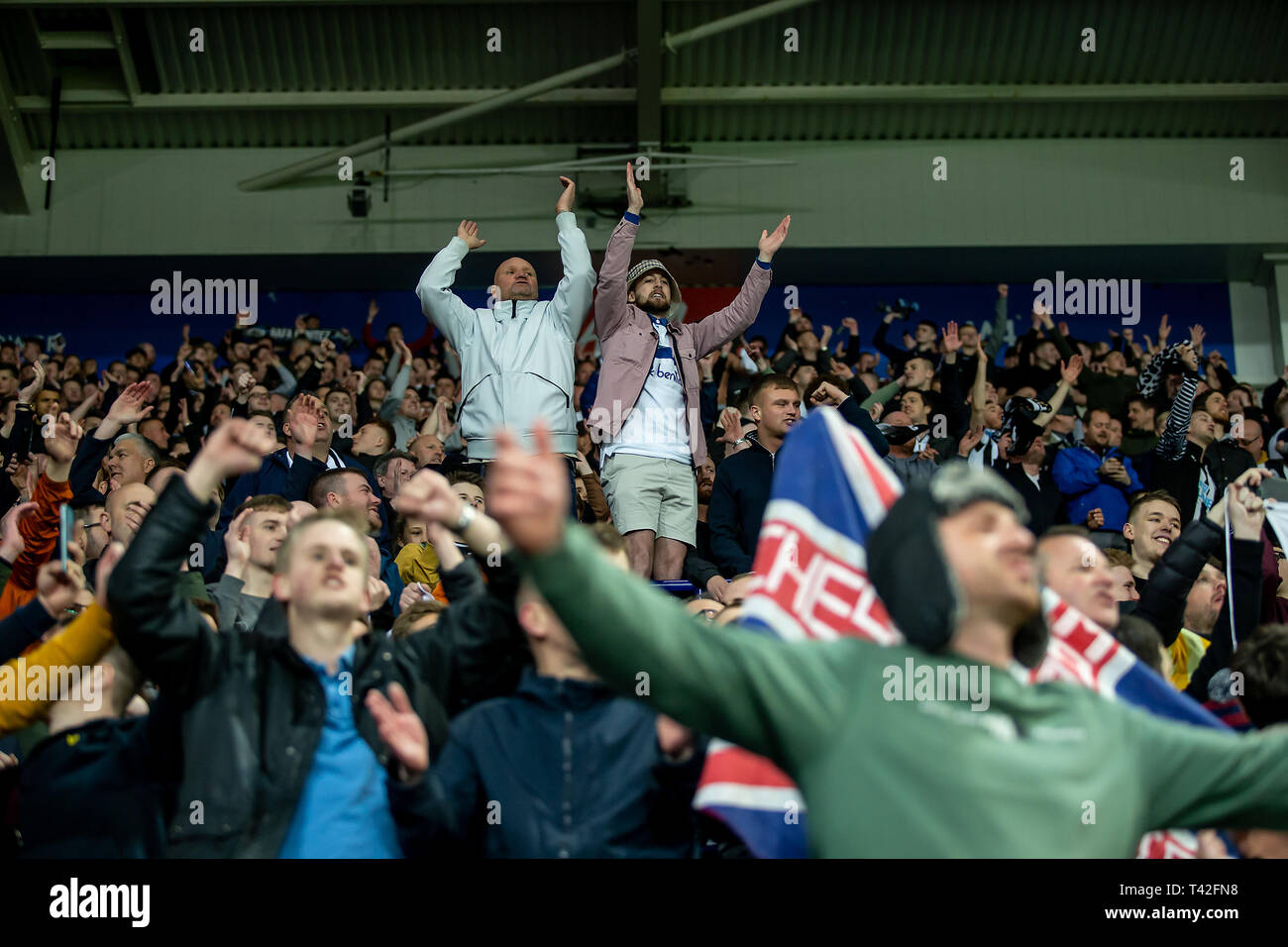 musikalsk Reklame Sanctuary LEICESTER, ENGLAND 12th April Newcastle fans celebrate victory at the end  of the Premier League match between Leicester City and Newcastle United at  the King Power Stadium, Leicester on Friday 12th April