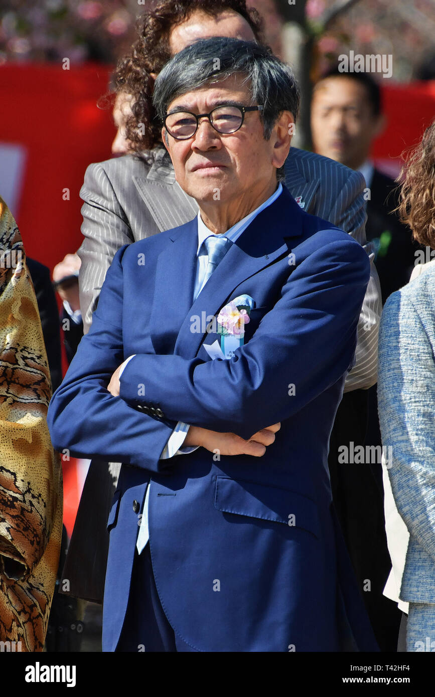 Tokyo, Japan. 13th Apr, 2019. Actor Koji Ishizaka attends the cherry blossom viewing party at the Shinjuku Gyoen National Garden in Tokyo, Japan on April 13, 2019. Credit: Aflo Co. Ltd./Alamy Live News Stock Photo