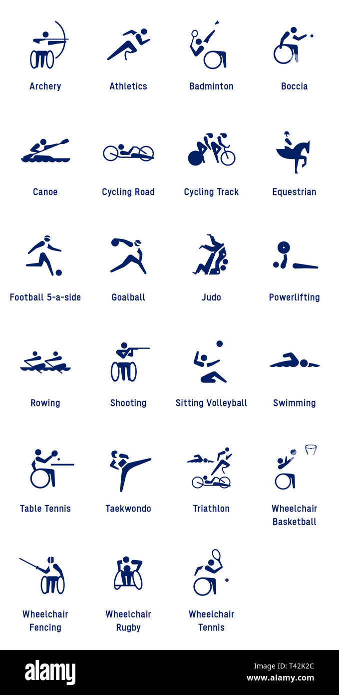 Tokyo, Japan. 13th Apr, 2019. The image of the sport pictograms (free type) for the Tokyo 2020 Paralympic Games is released by the Tokyo 2020 Organizing Committee in Tokyo, Japan, on April 13, 2019. Credit: Tokyo 2020/Xinhua/Alamy Live News Stock Photo