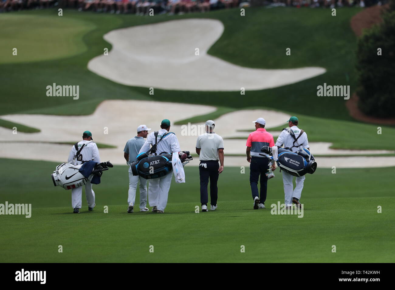 USA's Jordan Spieth on the 10th hole during the second round of the 2019 Masters golf tournament at the Augusta National Golf Club in Augusta, Georgia, United States, on April 12, 2019. (Photo by Koji Aoki/AFLO SPORT) Stock Photo