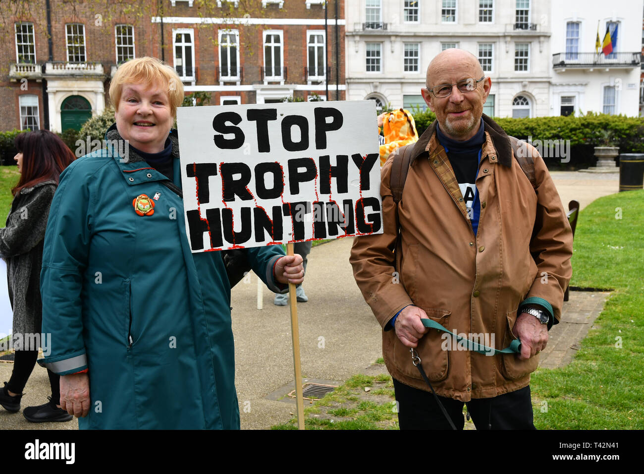 London, UK. 13th April 2019. Hundreds join the 5th Global March for Elephants and Rhinos march against extinction and trophy hunting murdering and killing animals for blood spots and ivory trade on 13 April 2019, London, UK. Credit: Picture Capital/Alamy Live News Stock Photo