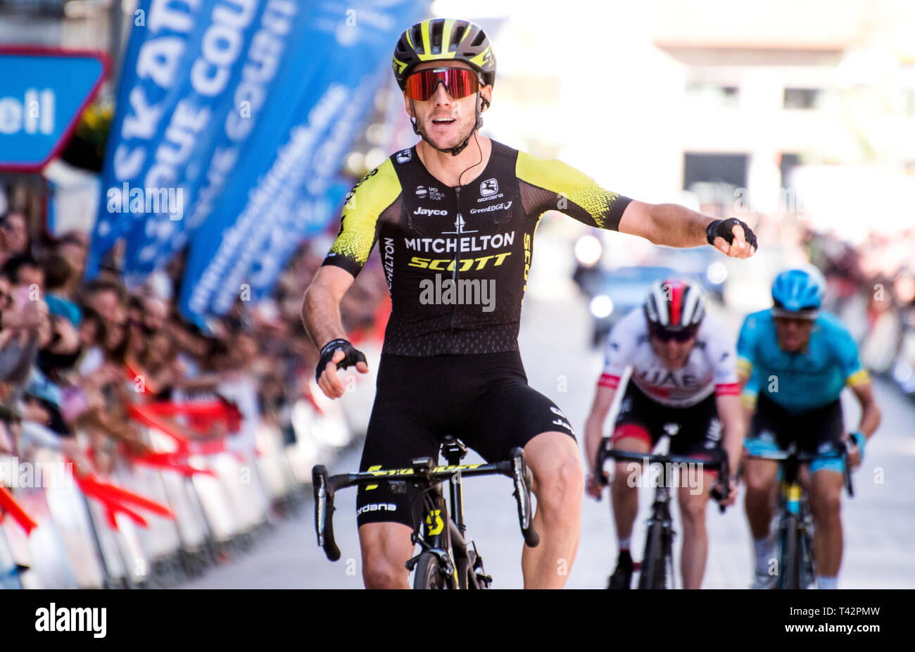 Eibar, Spain.13th April, 2019. British cyclist Adam Yates (Michelton Scott) wins the 6th stage of cycling race 'Tour of Basque Country' between Eibar and Eibar on April 13, 2019 in Eibar, Spain. © David Gato/Alamy Live News Stock Photo