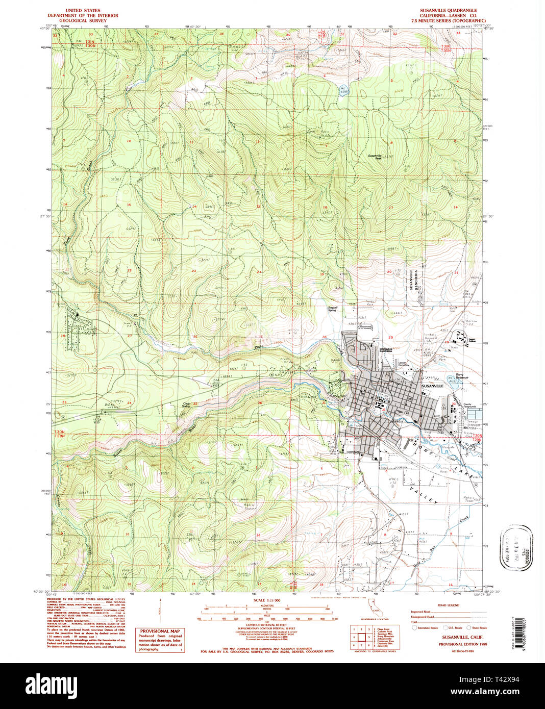 Map of susanville hi res stock - Usgs Topo Map California Ca Susanville 295356 1988 24000 Restoration T42X94
