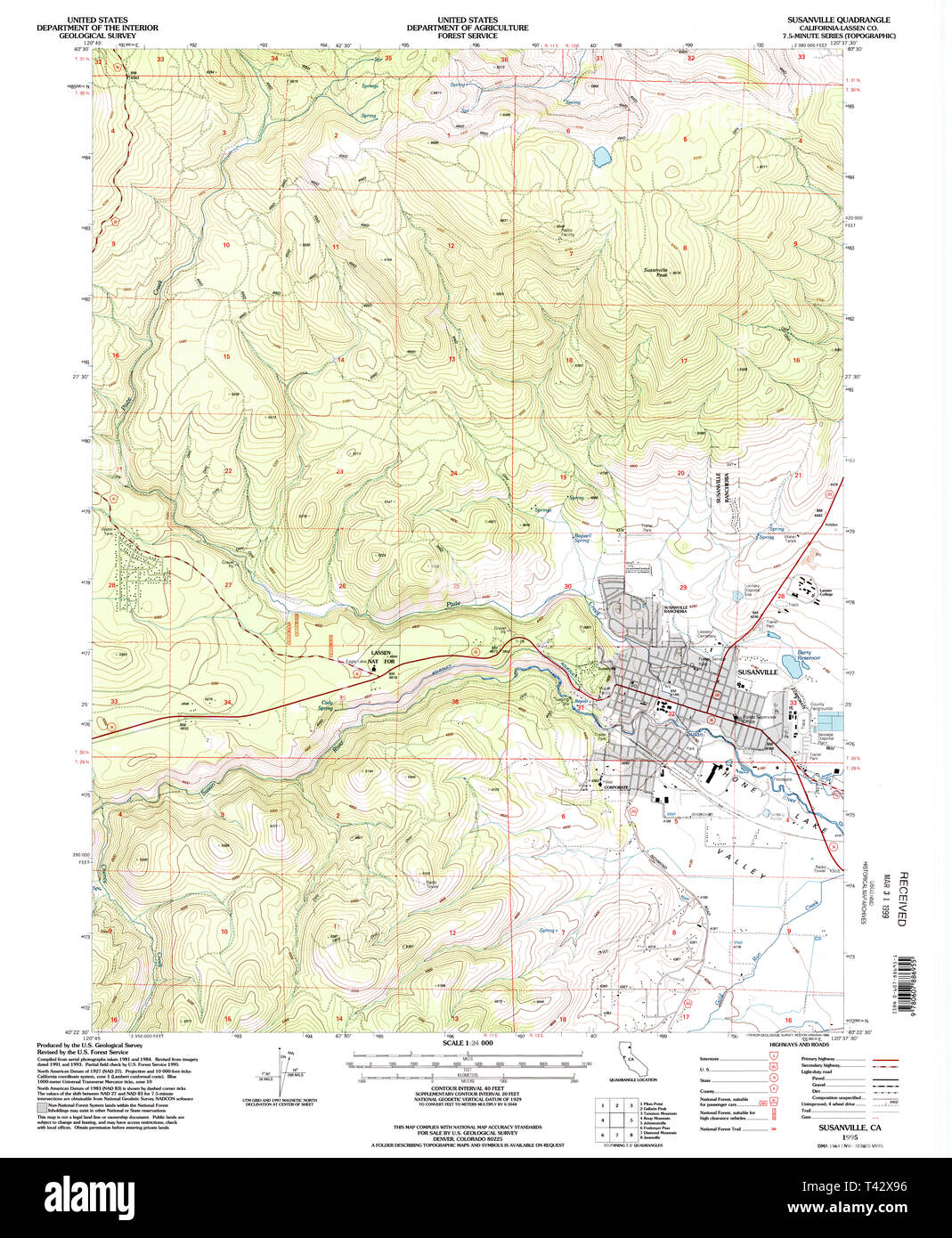 Susanville California High Resolution - Usgs Topo Map California Ca Susanville 295357 1995 24000 Restoration T42X96