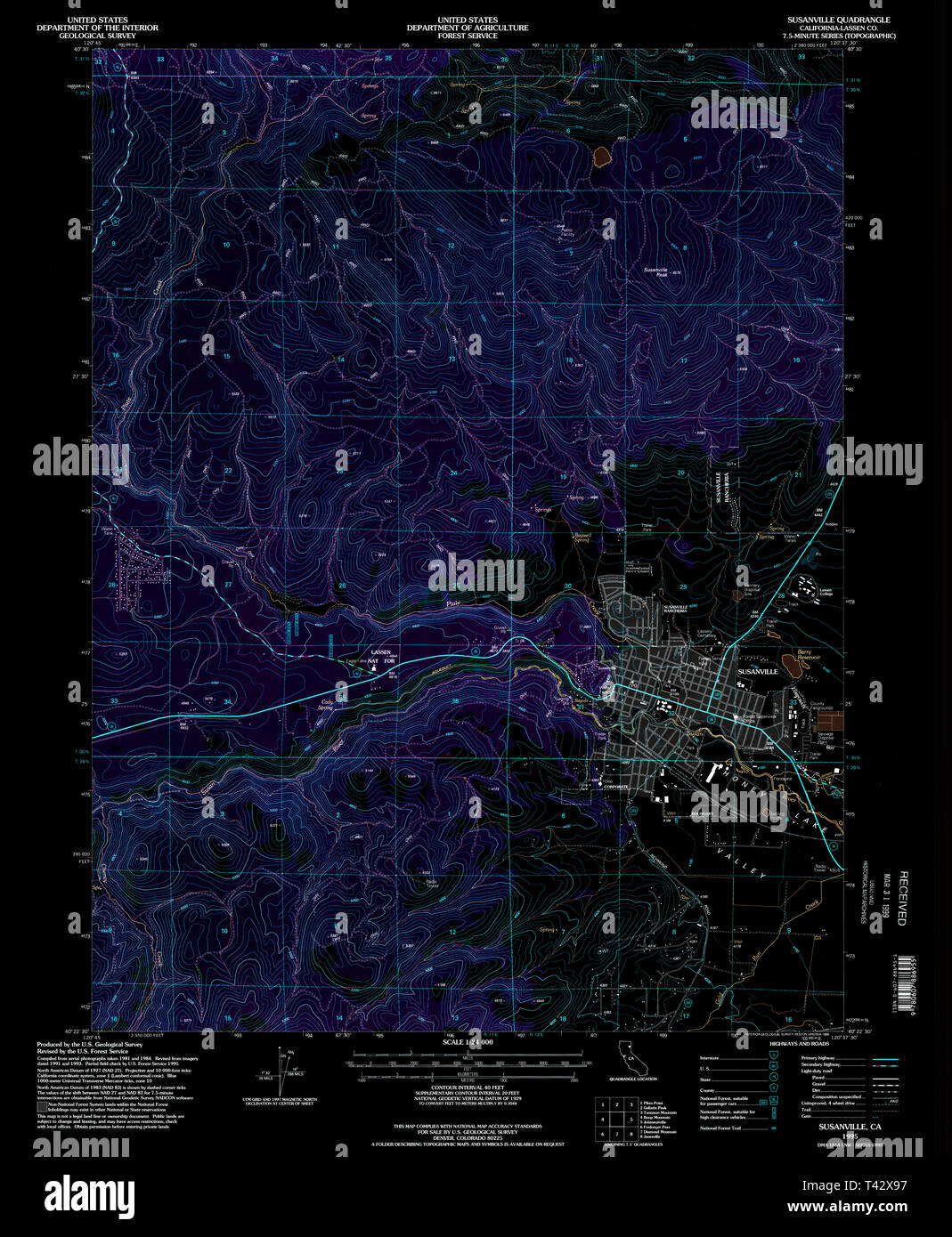 Map of susanville hi res stock - Usgs Topo Map California Ca Susanville 295357 1995 24000 Inverted Restoration T42X97