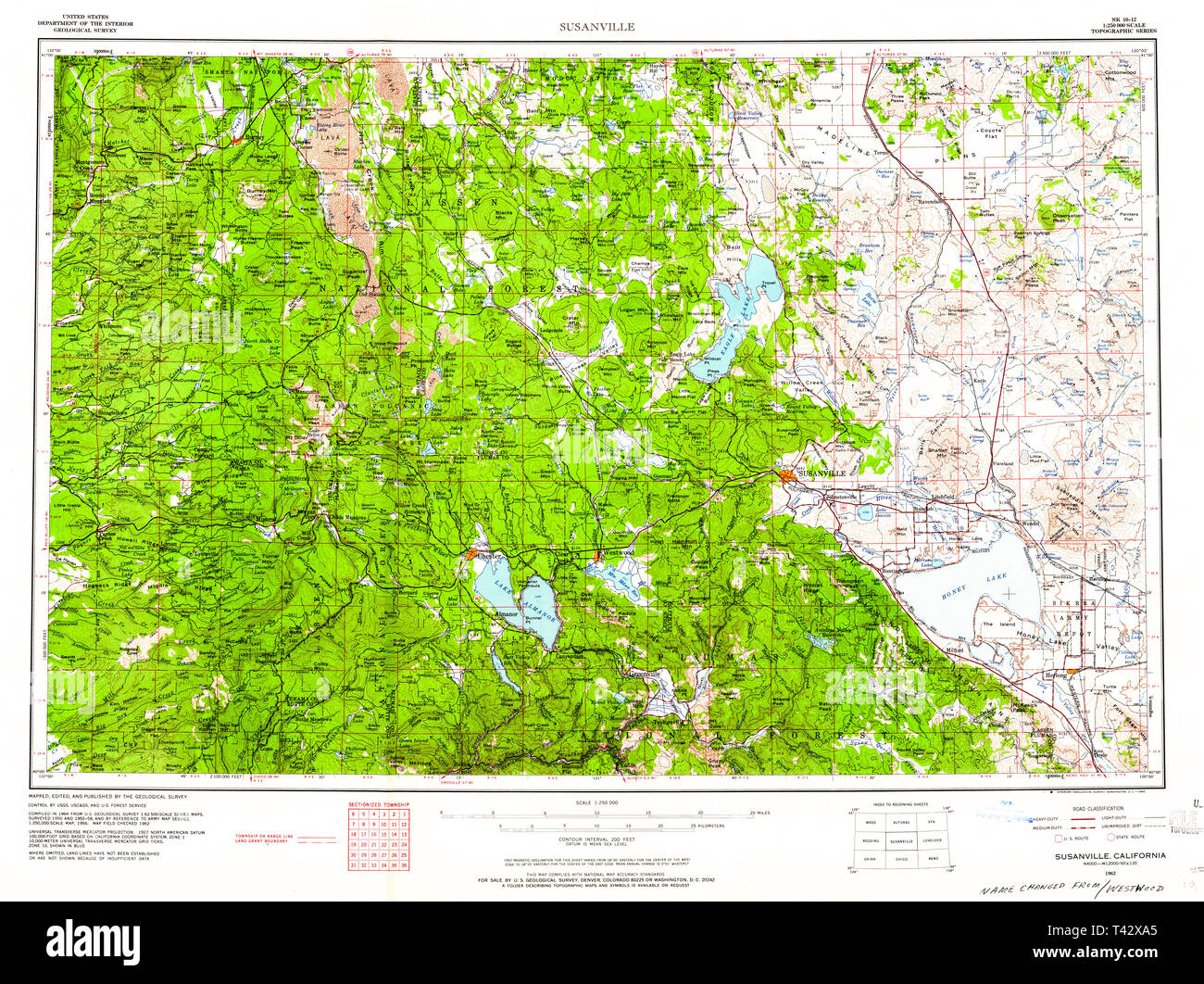 Map of susanville hi res stock - Usgs Topo Map California Ca Susanville 302168 1962 250000 Restoration T42XA5