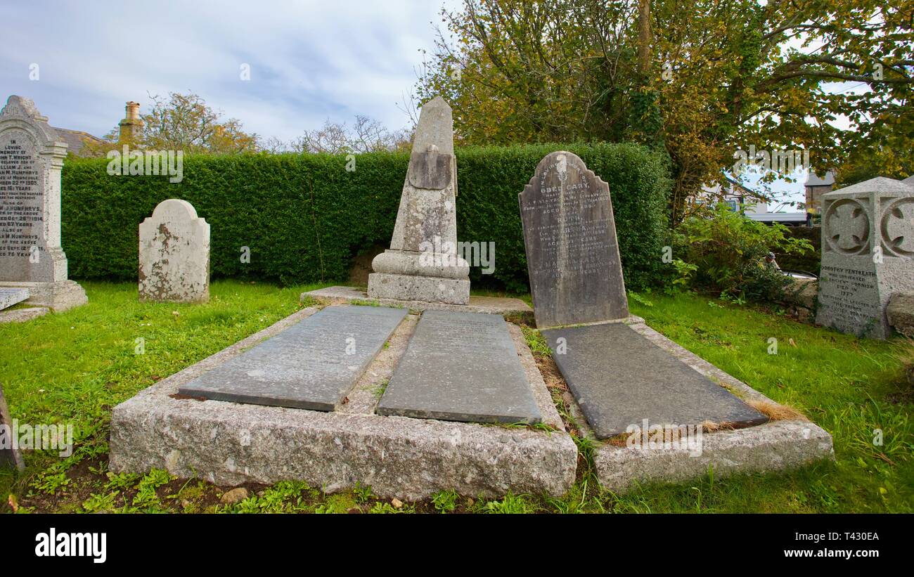 Gravestones, Paul parish church, Paul, Cornwall, England Stock Photo