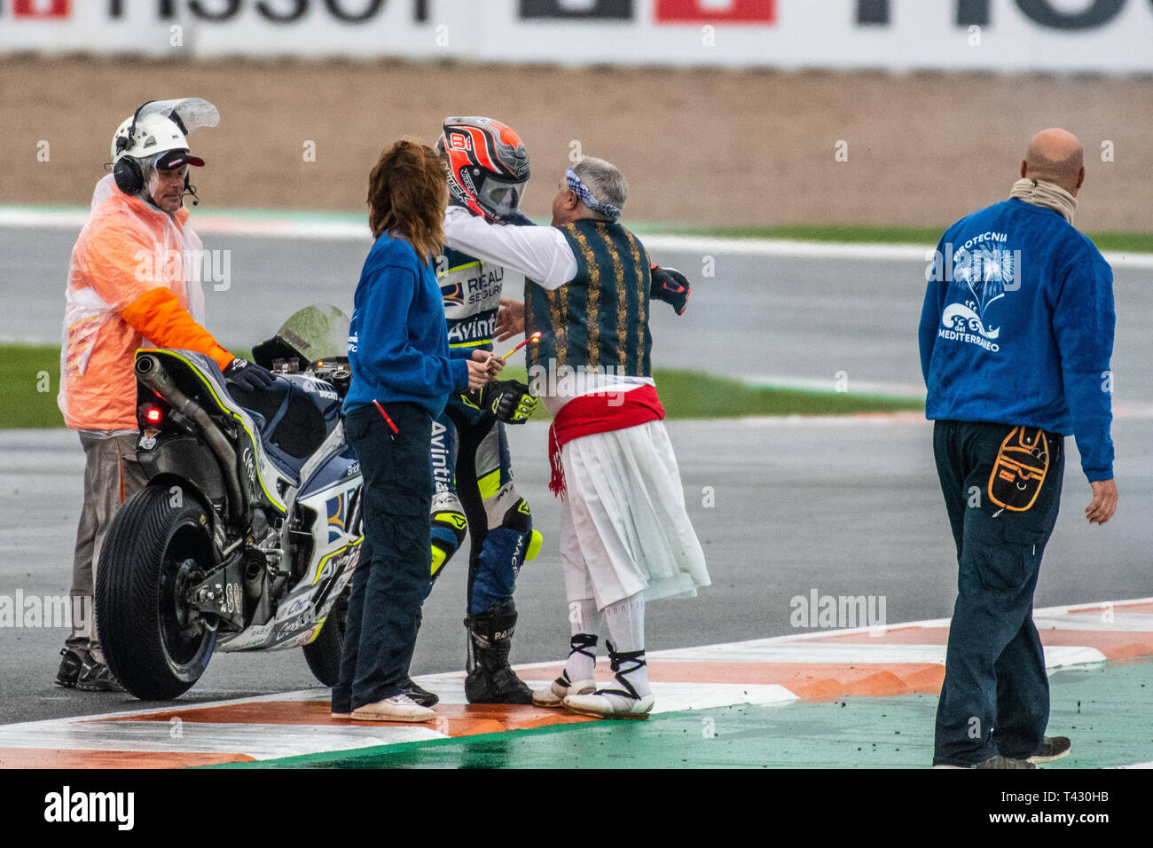 Valencia/Spain - 11/18/2018 - #81 Jordi Torres (SPA, Avintia Ducati)  lighting the fireworks after his final race in MotoGP at the 2018 Valencia  GP Stock Photo - Alamy