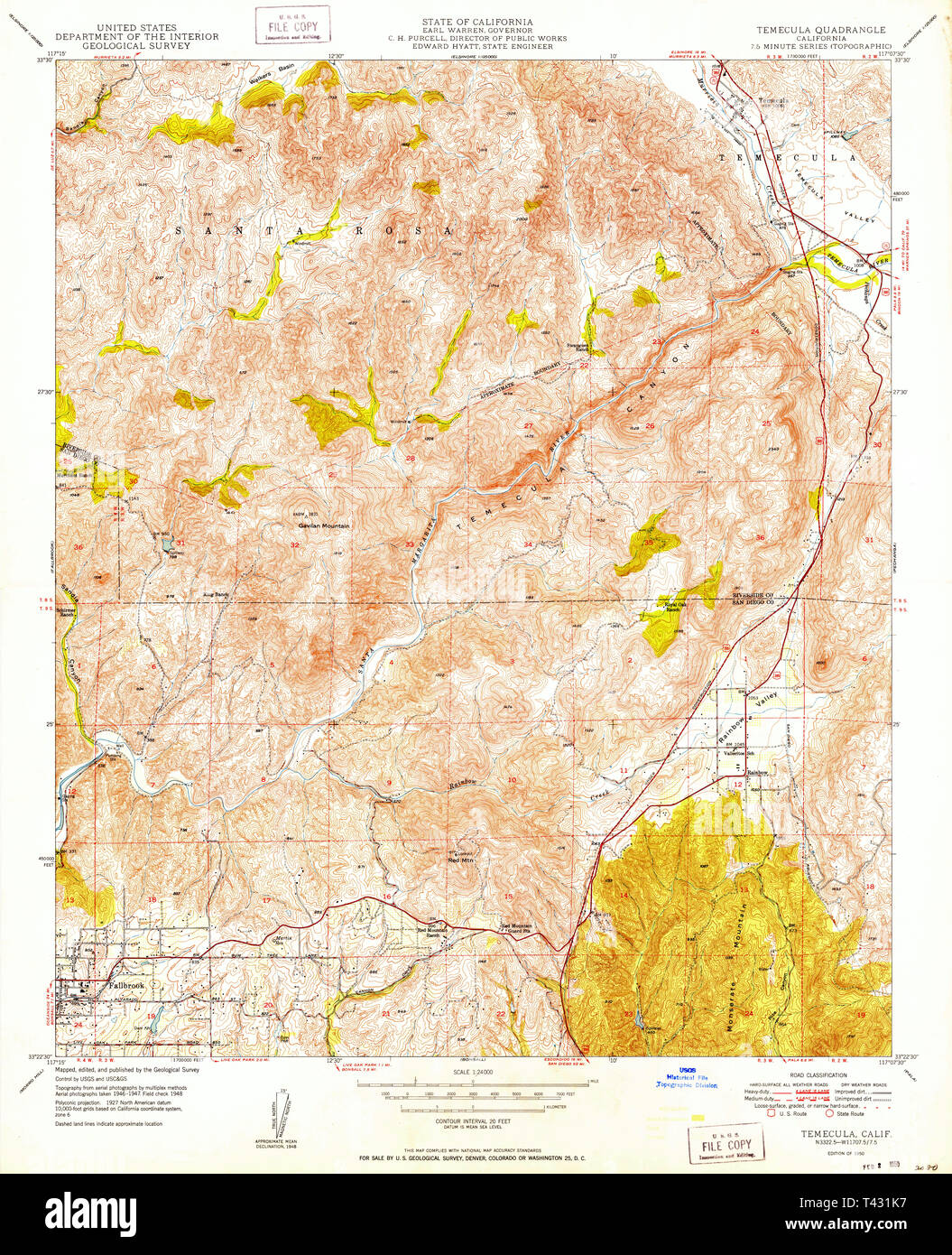 Map of california 1950 hires stock photography and images Alamy