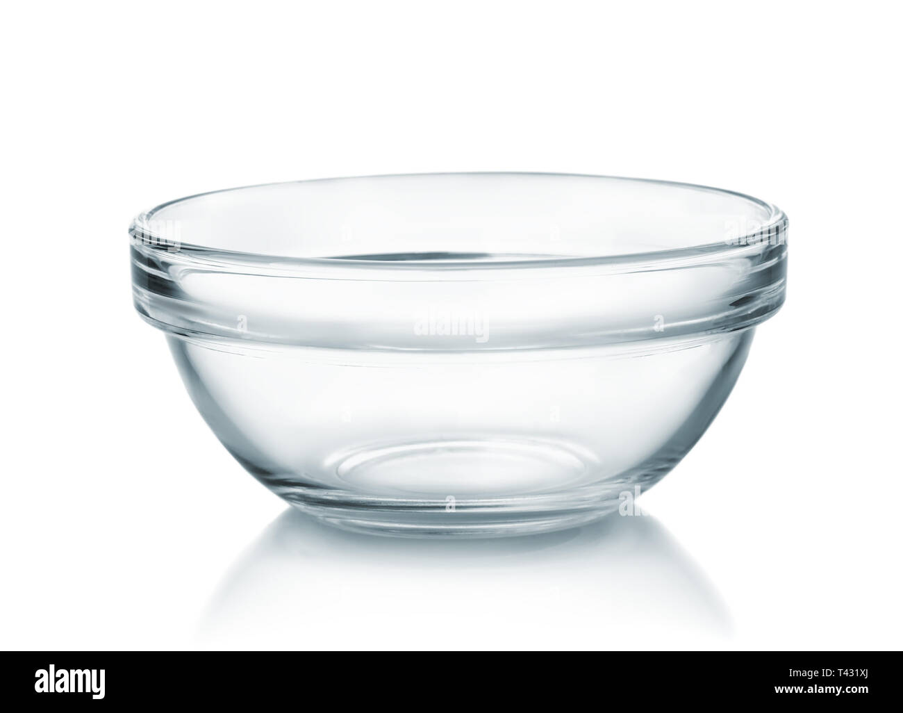 Front view of empty glass bowl isolated on white Stock Photo