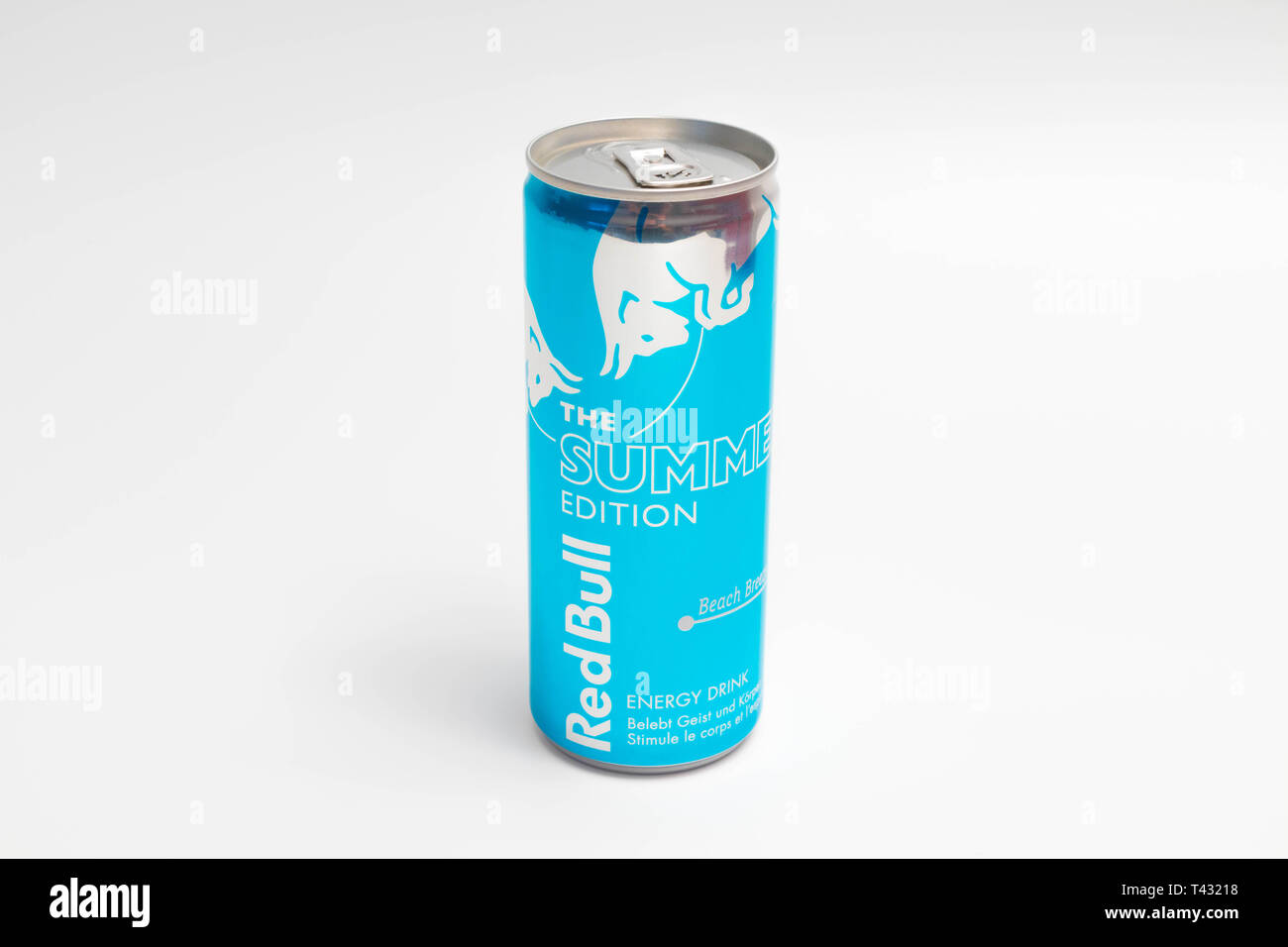 Can of Red bull energy drink sugar free limited edition coconut blueberry  Stock Photo - Alamy
