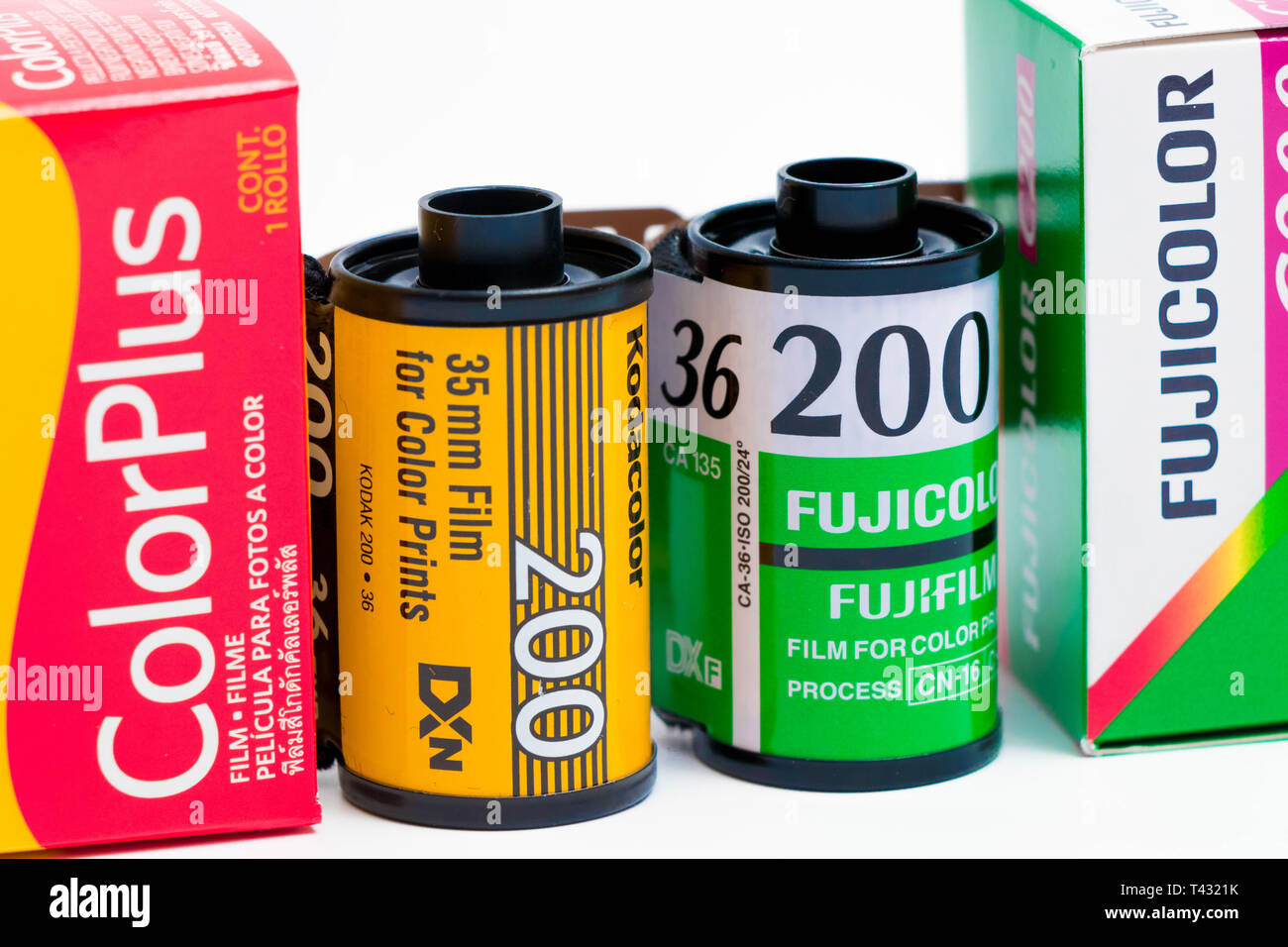35mm film Kodak and fujifilm fujicolor 36 exposure for analog photography  Stock Photo - Alamy