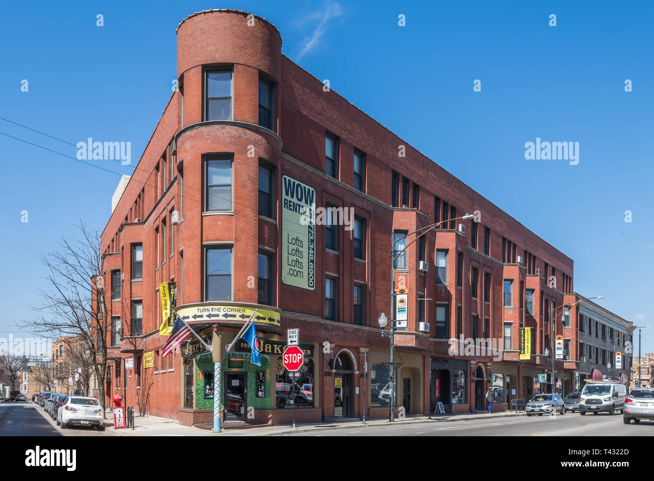 View of Mixed use commercial residential buildings on Broadway in the Lakeview ...