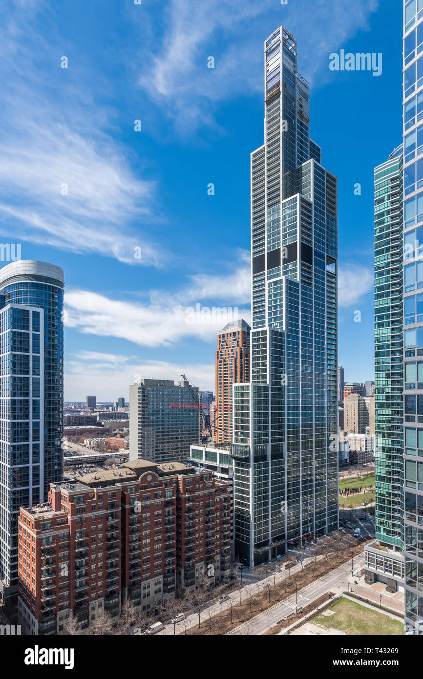 NEMA Chicago, highrise residential building under construction Stock Photo