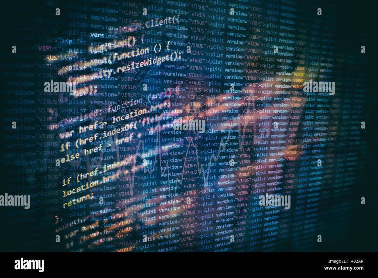 Programming source code HTML for Website development. Server logs analysis. Stock Photo