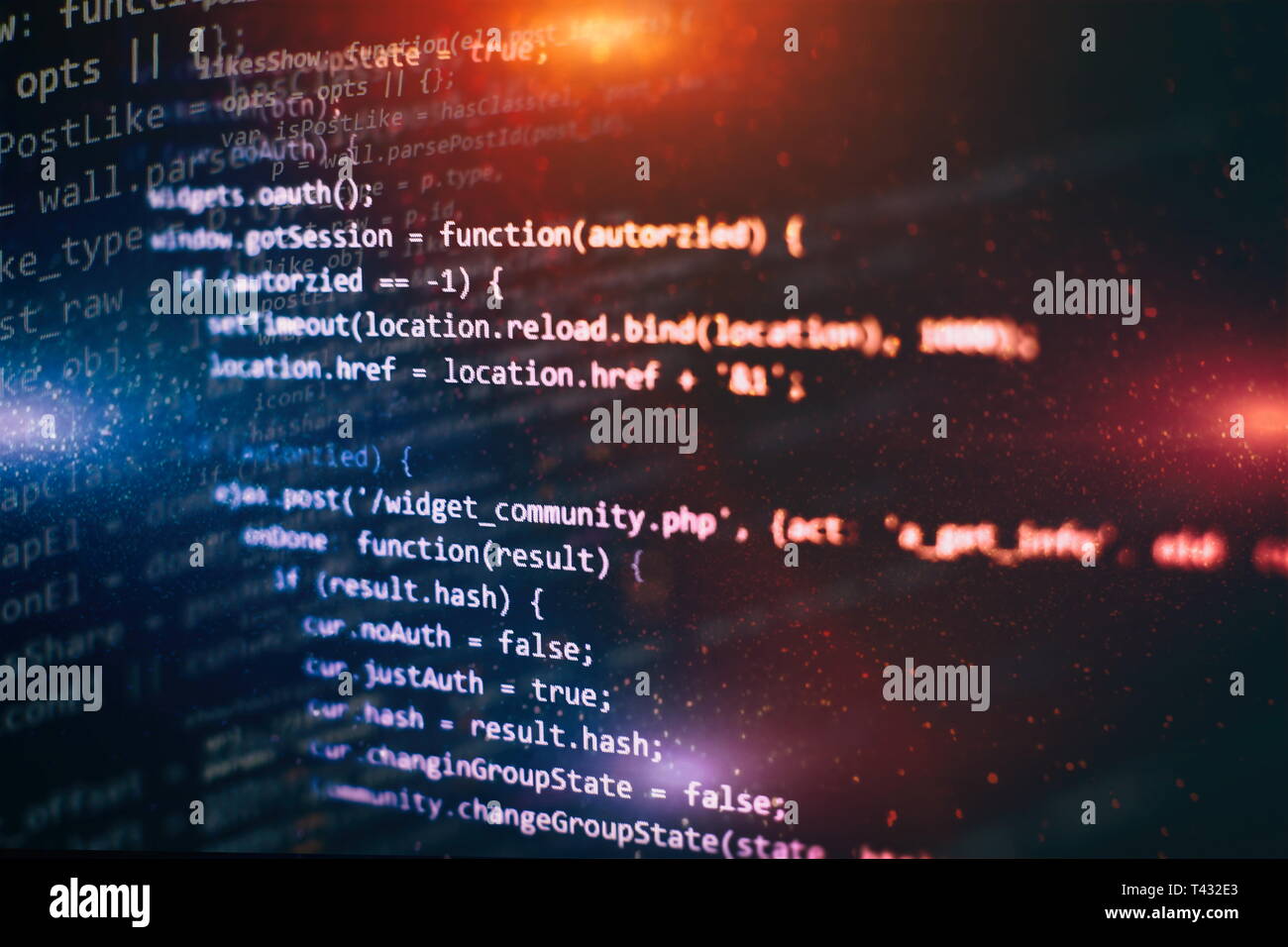 Programming source code HTML for Website development. Server logs ...