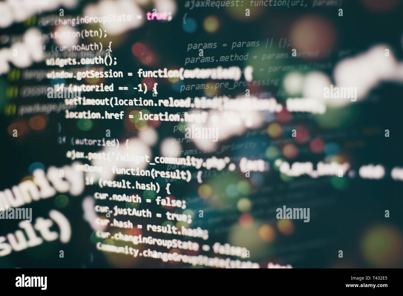 Programming source code HTML for Website development. Server logs analysis. Stock Photo