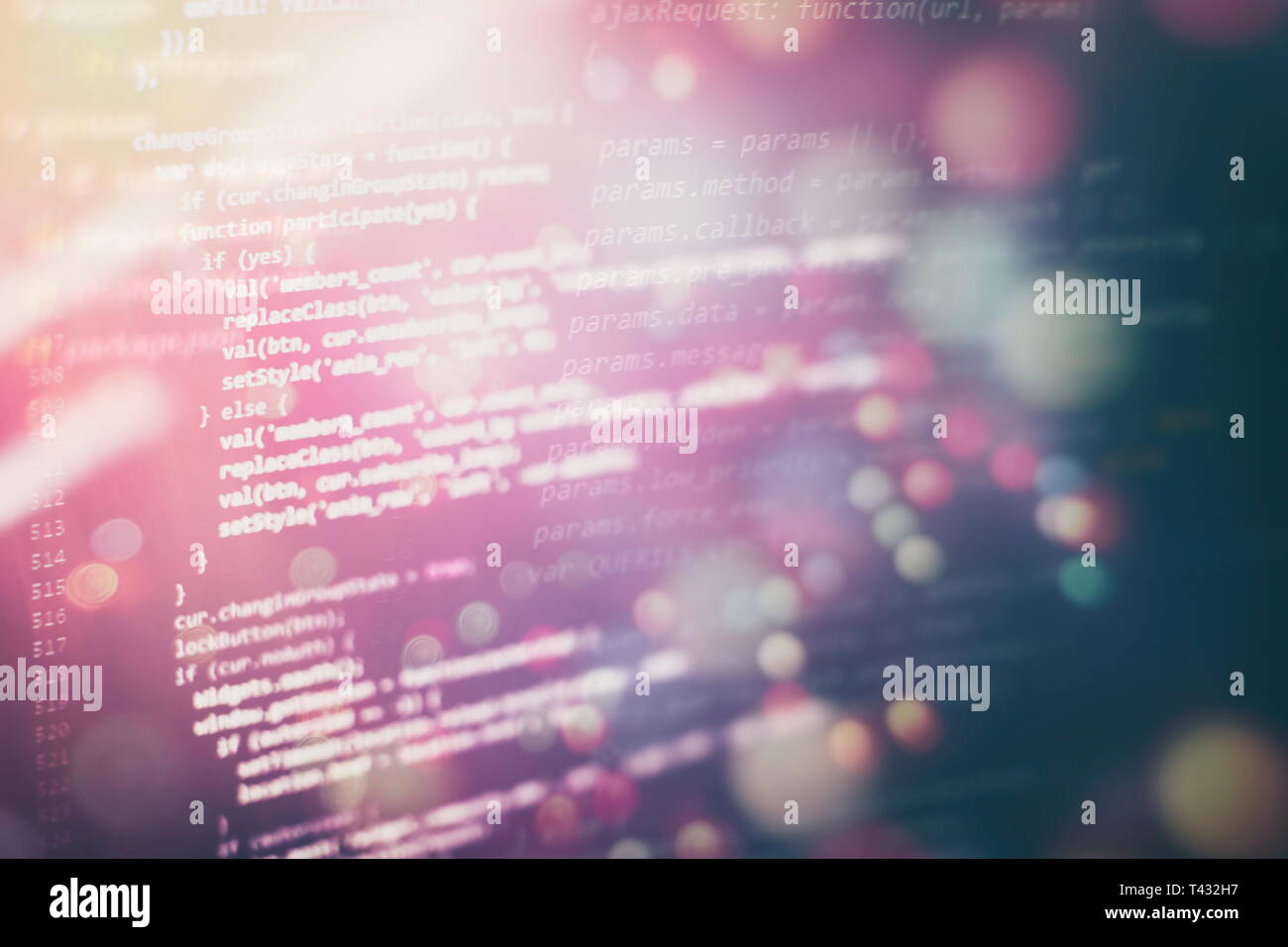 Programming source code HTML for Website development. Server logs analysis. Stock Photo