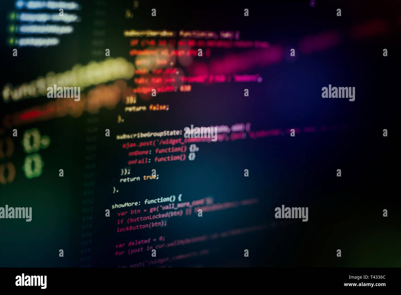Website HTML Code on the Laptop Display Closeup Photo. Desktop PC ...