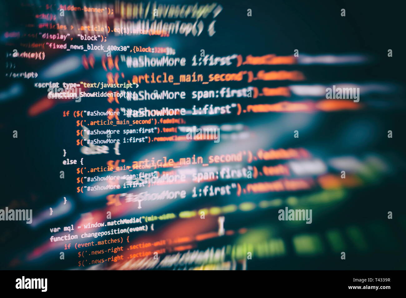 Website HTML Code on the Laptop Display Closeup Photo. Desktop PC ...