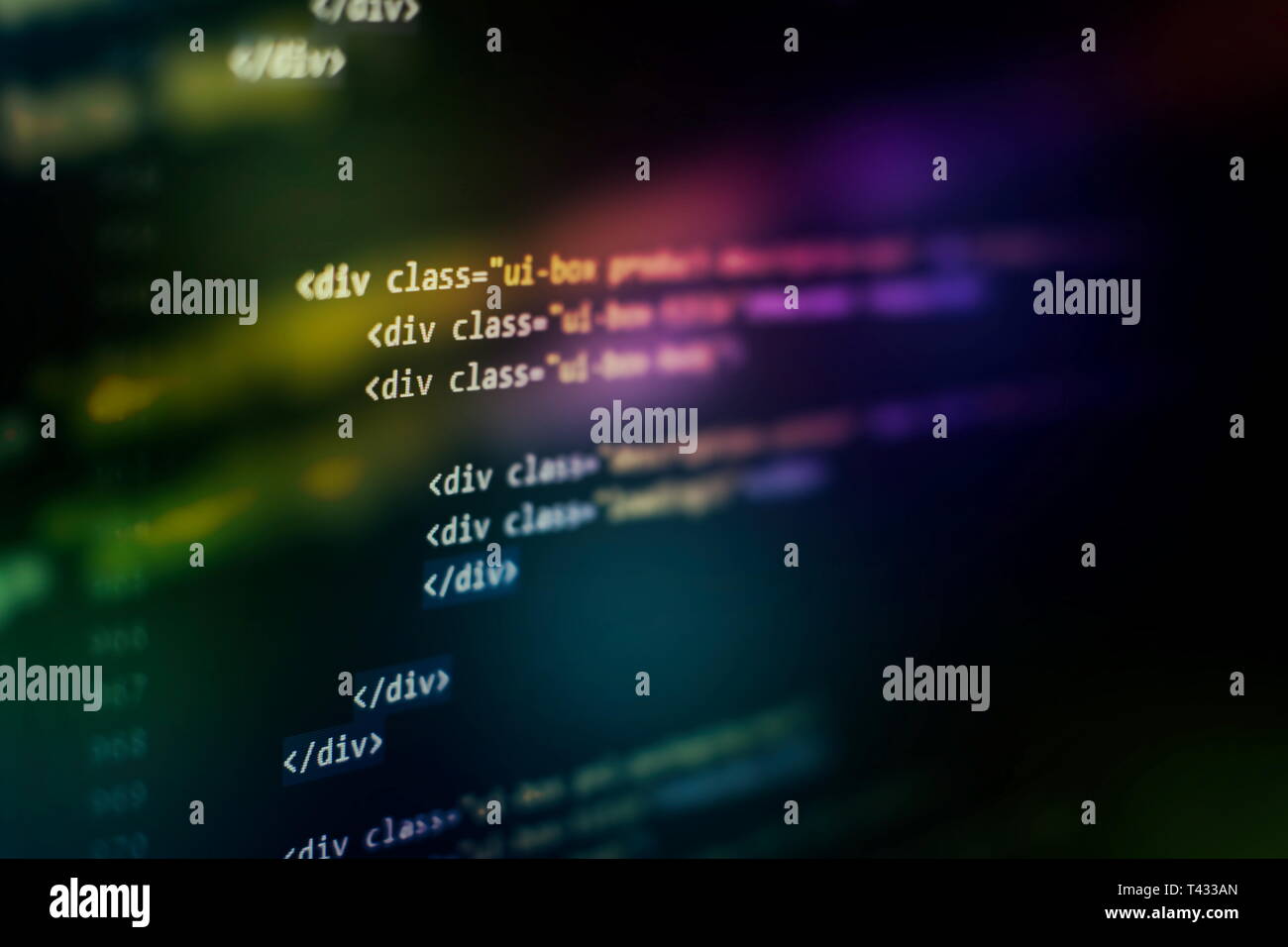Website HTML Code on the Laptop Display Closeup Photo. Desktop PC ...