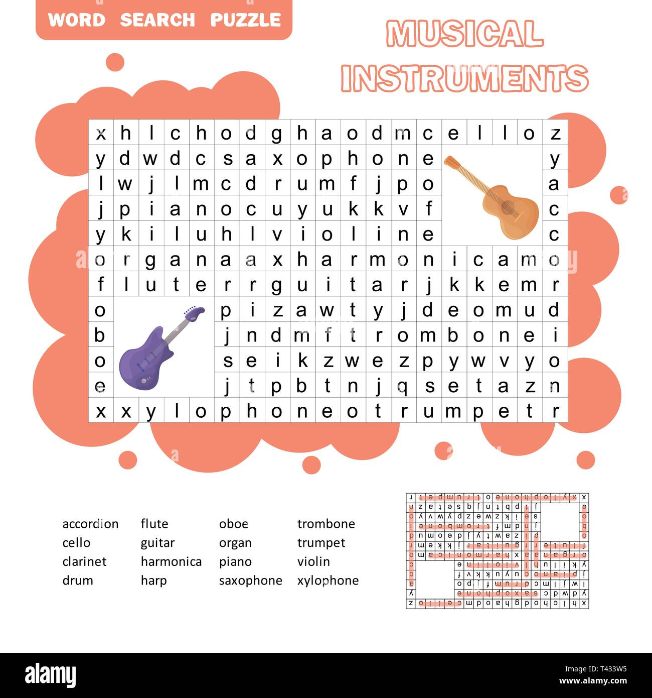 Color crossword - search words game, education game for children about music  instruments Stock Vector Image & Art - Alamy