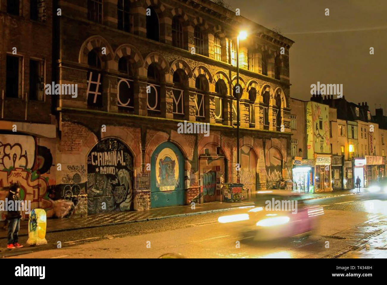 Old building with graffitis in Bristol, UK Stock Photo