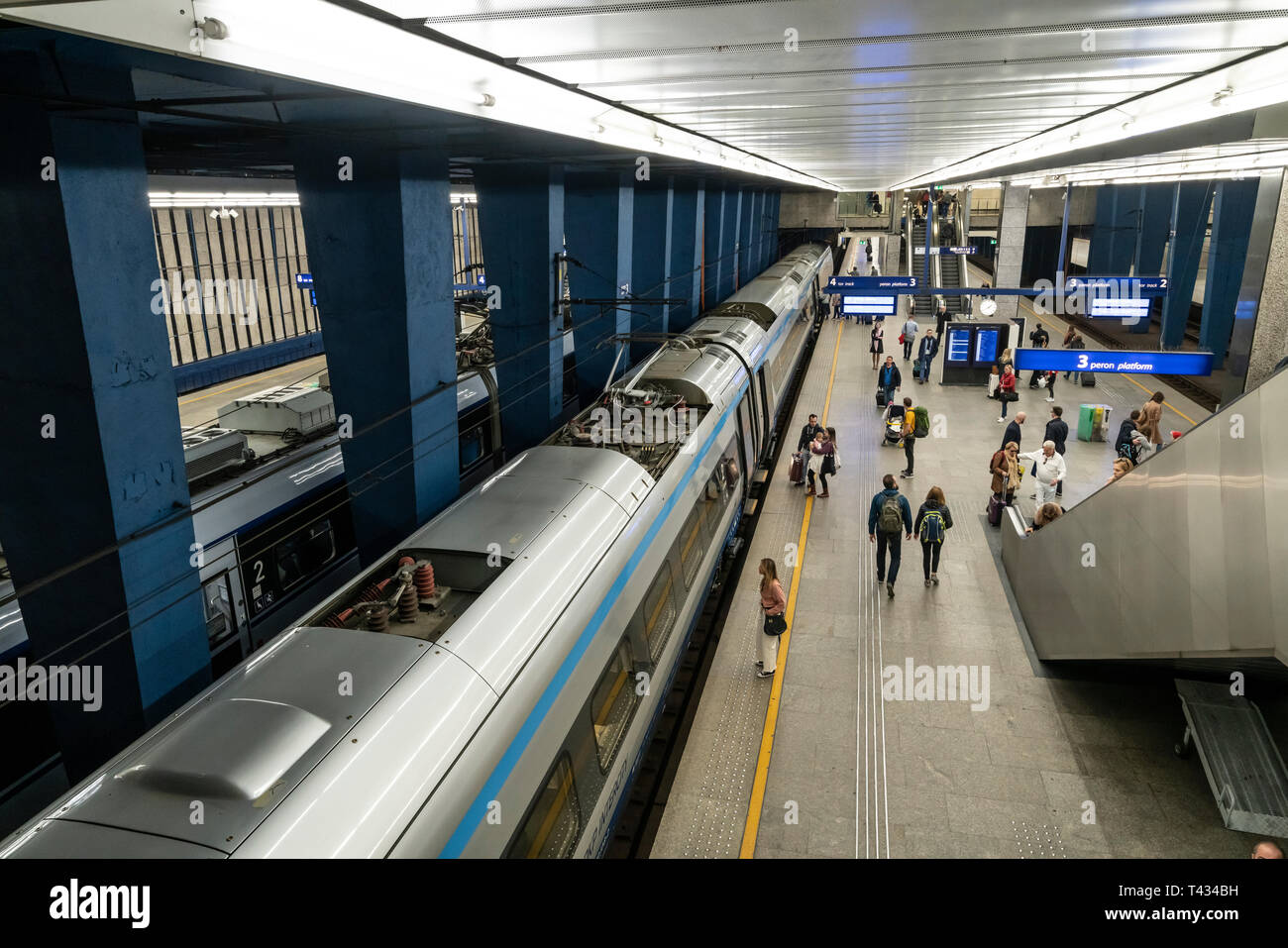 Warsaw, Poland. April, 2019. view of the train platforms of the central Warsaw station Stock