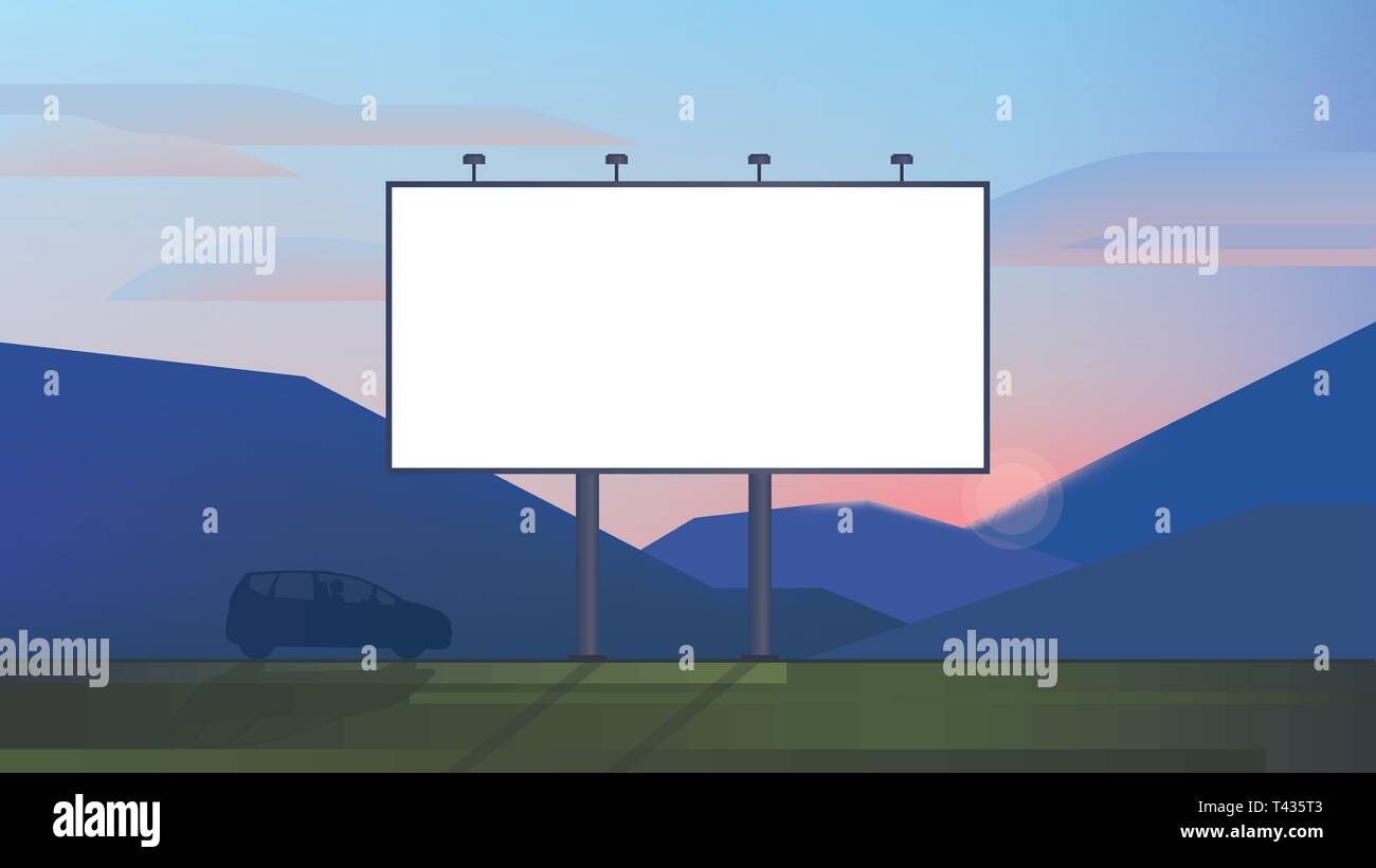 Blank advertising billboard canvas mockup on backdrop landscape use for your advertising or product Stock Vector