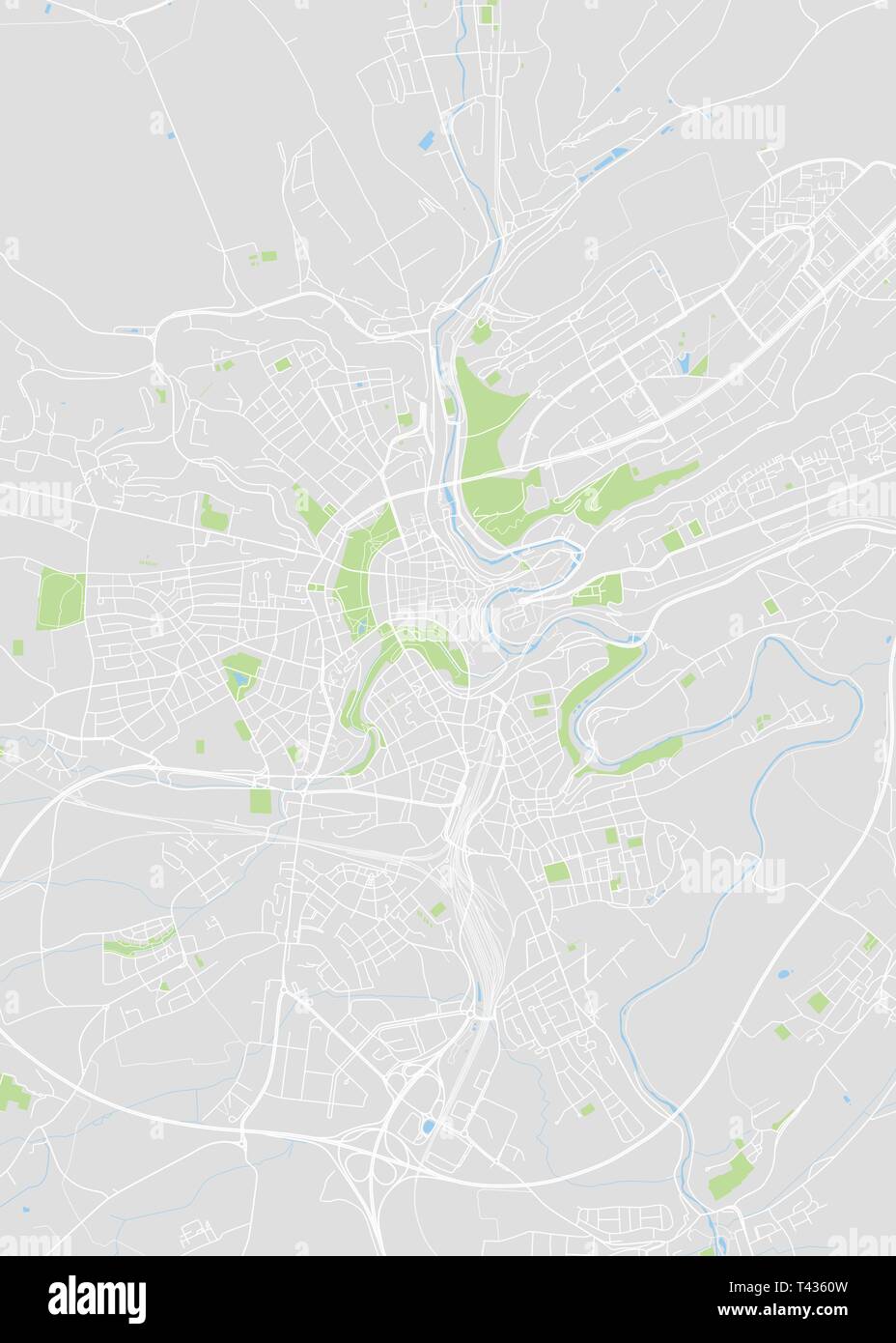 Luxembourg city plan, detailed vector map detailed plan of the city ...
