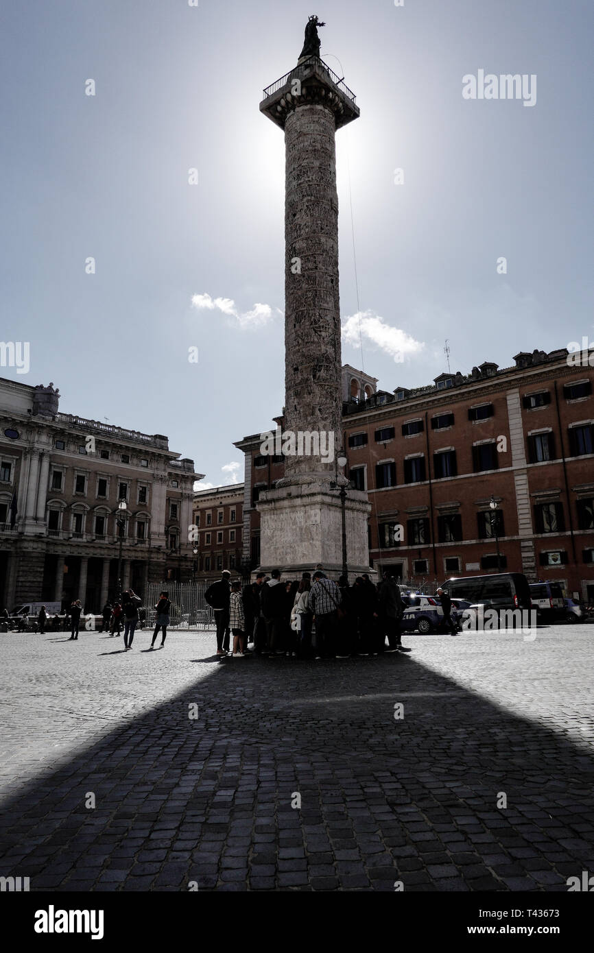 Saint Paul Column Rome The Column of Marcus Aurelius, erected in 193 AD in Piazza Colonna, is ...