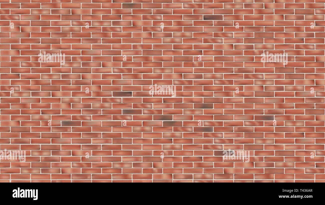 Old red brick wall seamless grunge vector background backdrop for design Stock Vector