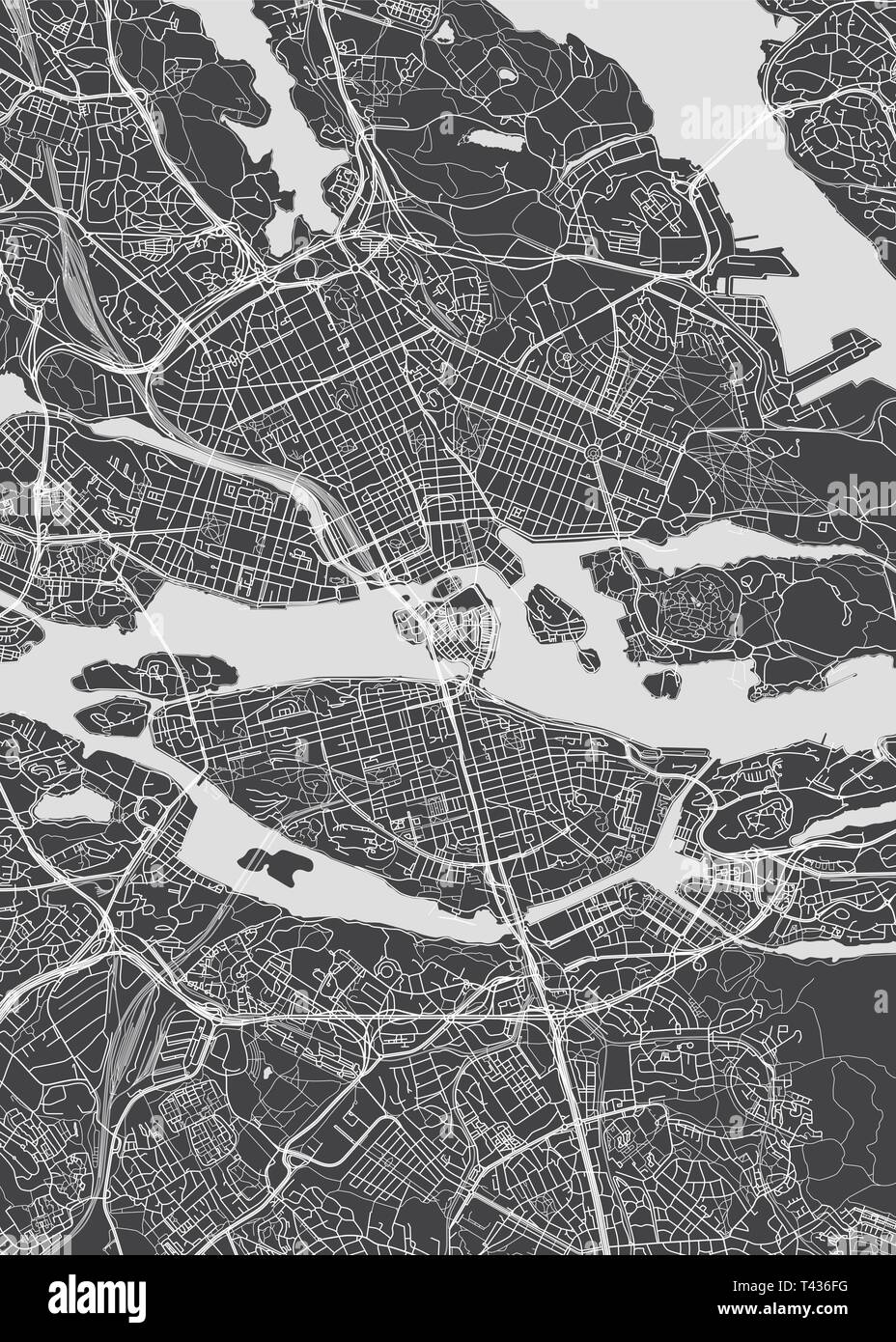 City map Stockholm, monochrome detailed plan, vector illustration for your design Stock Vector