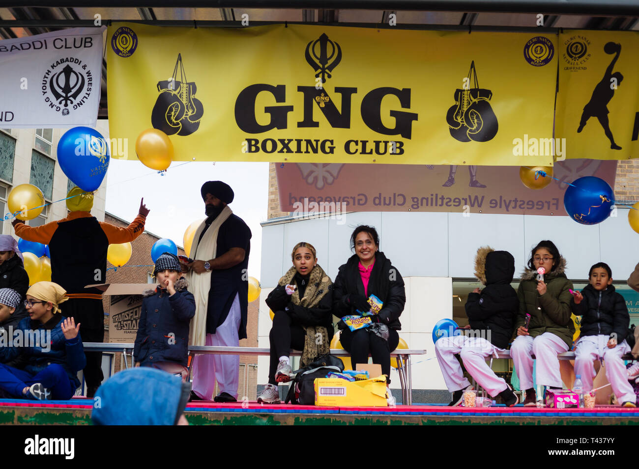 Gravesend, Kent, UK. Vaisakhi Festival 13th April 2019. Gravesend comes alive with colour as the Sikh community celebrate Vaisakhi. Stock Photo