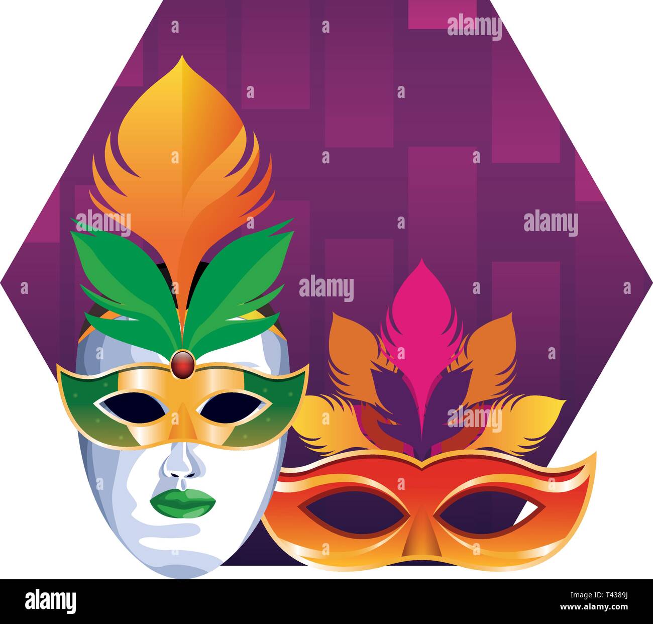 masks with feathers Stock Vector Image & Art - Alamy