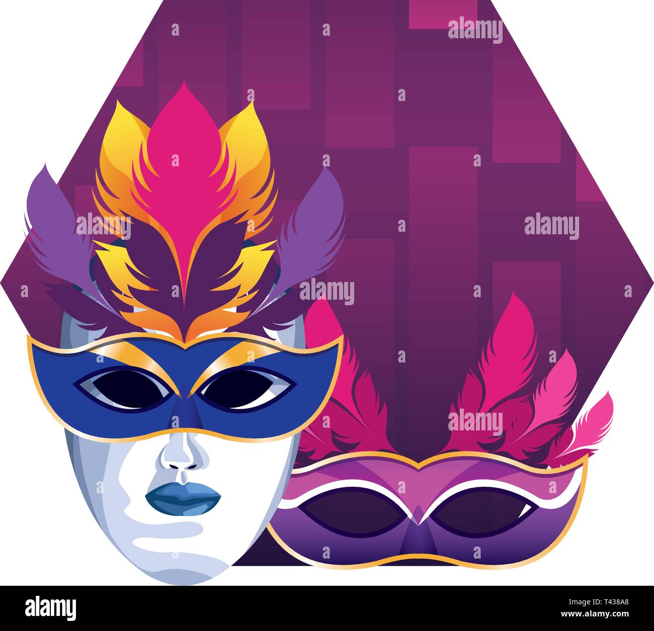 masks with feathers Stock Vector Image & Art - Alamy