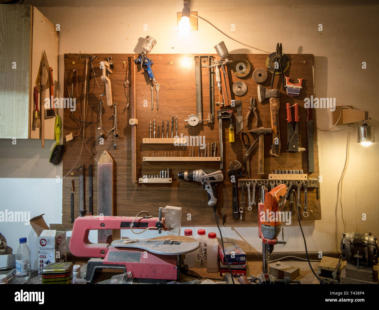 Chernihiv, Ukraine - 07/26/2016: Carpentry workshop at the middle of work day Stock Photo